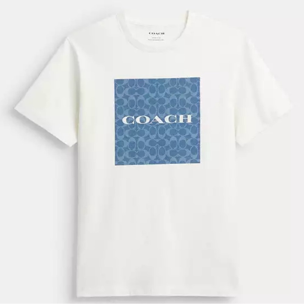 Coach Blue and White Short Sleeve Tee